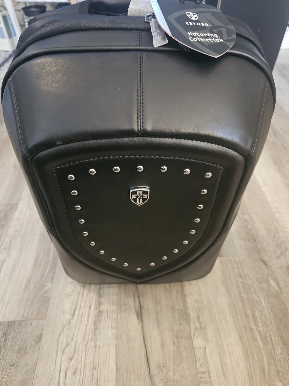 NWT Zeyner Backlash Black Cowhide Leather Laptop Backpack Motoring Collection
